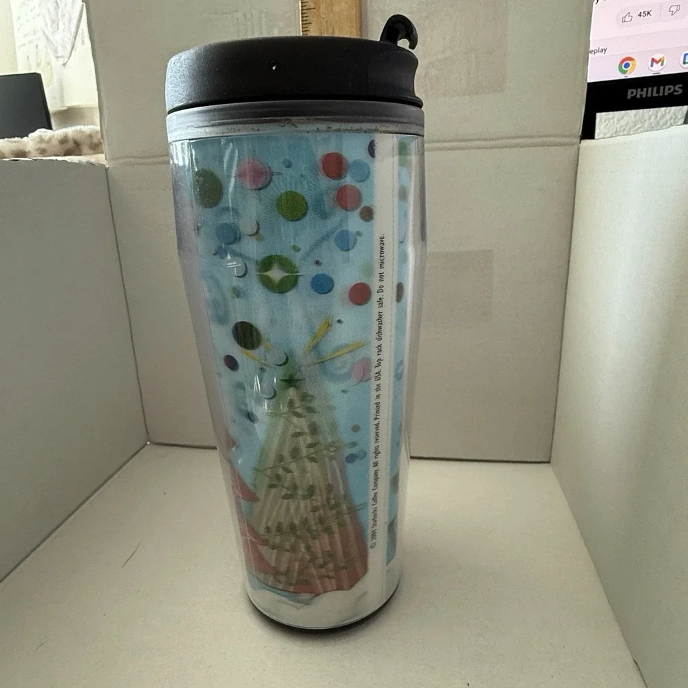2004 Starbucks Barista Christmas Tree 3D Coffee Travel Mug Tumbler‎ Design 16 Oz